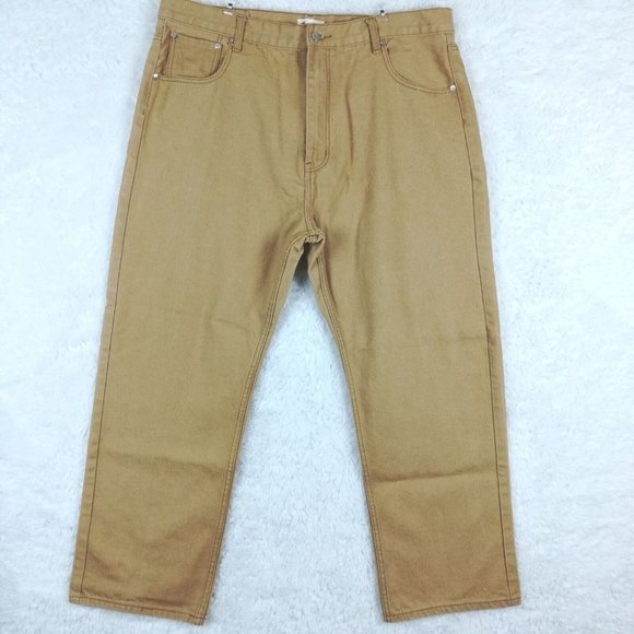 Member's Property‎ Mens Jeans Straight Leg Tan Denim Relaxed Fit High Rise 44x32 - Picture 1 of 13